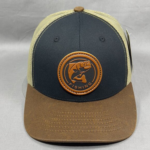 Kamel Bass Fishing Snapback Hat Cap Animal Trucker Western Farm Leather Mens - Picture 2 of 14
